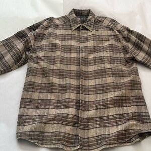 Structure Brown 100% Cotton Flannel Plaid Shirt